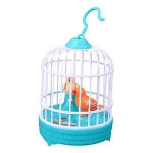 Toyvian Singing and Chirping Bird in Cage Realistic Sounds Movements Bird Figurines
